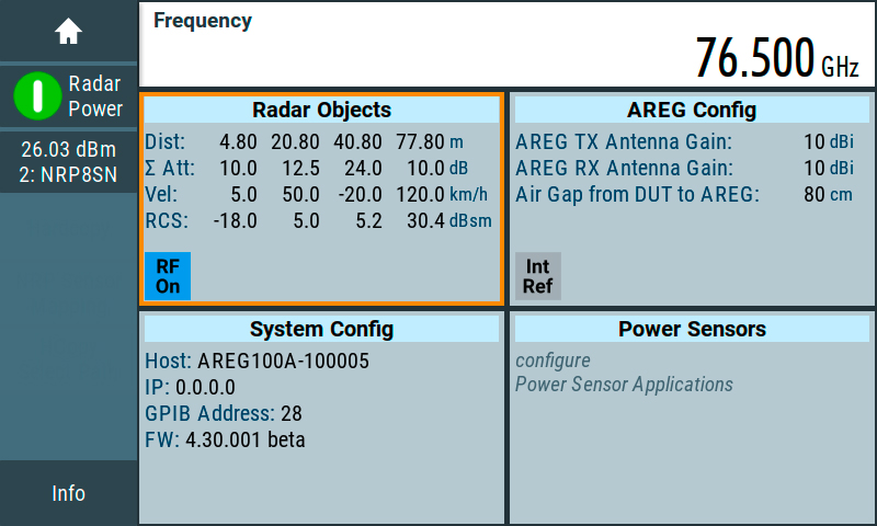 Generador de eco para radar automotriz AREG100A